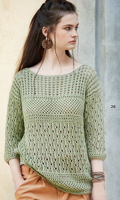 Ravelry 26 Lochmuster Pulli In Oliv Pattern By Sabrina Sandra Team