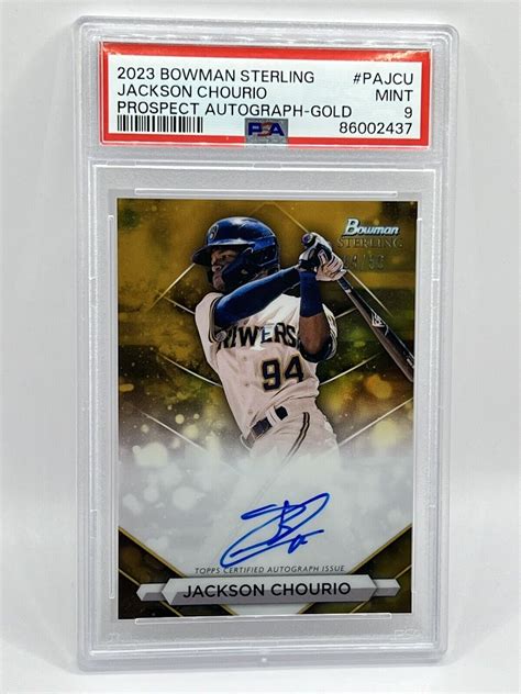 Jackson Chourio Autographed Signed Bowman Sterling Prospect Gold