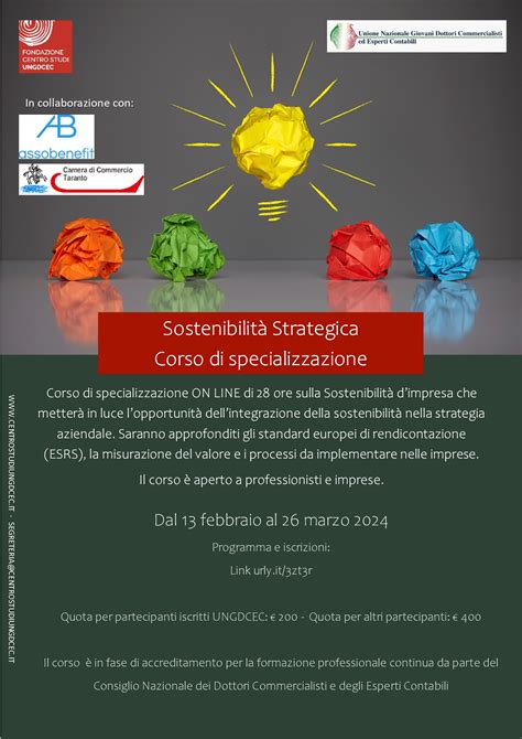 Corso di specializzazione in tema di Sostenibilità Strategica