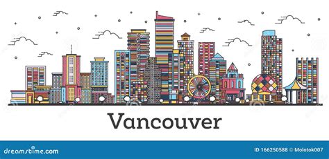 Vancouver Canada Skyline Detailed Vector Silhouette CartoonDealer