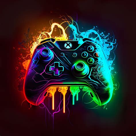 Ice Diamond Designs Neon Gamer Controller With Paint Drip Digital Image ...