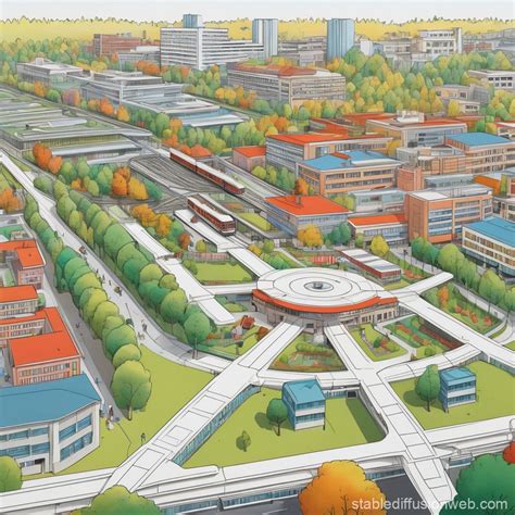 neighborhood scene  diverse landmarks stable diffusion