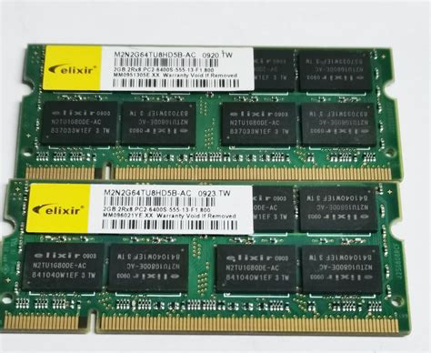 【目立った傷や汚れなし】【中古パーツ】pc2 ノート用 Ddr2 メモリ Elixir 2gb 2rx8 Pc2 6400s 555 13