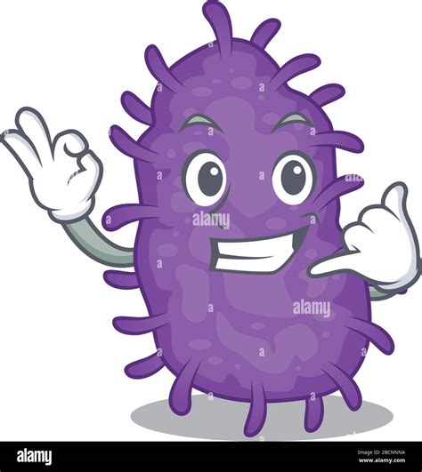 Cartoon Design Of Bacteria Bacilli With Call Me Funny Gesture Stock