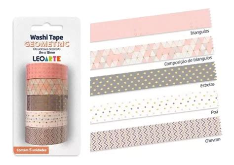 Fita Adesiva Decorada Washi Tape Geometric M X Mm C Leo