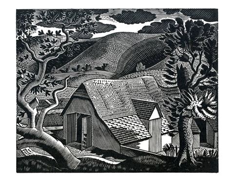 Sussex Landscape By Eric Ravilious 1931 Wood Engraving Woodcut