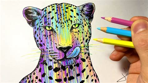 Comment dessiner un Léopard multicolore avec quelques crayons de