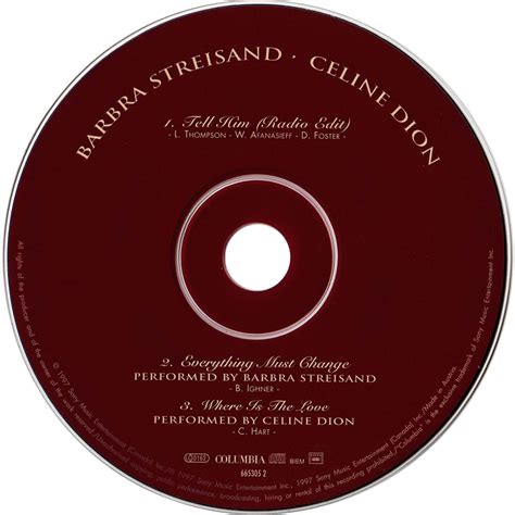 Car Tula Cd De Celine Dion Tell Him Duet With Barbra Streisand Cd