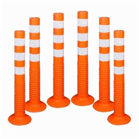 Orange Polyurethane Flexible Spring Post For Road Safety Plastic At