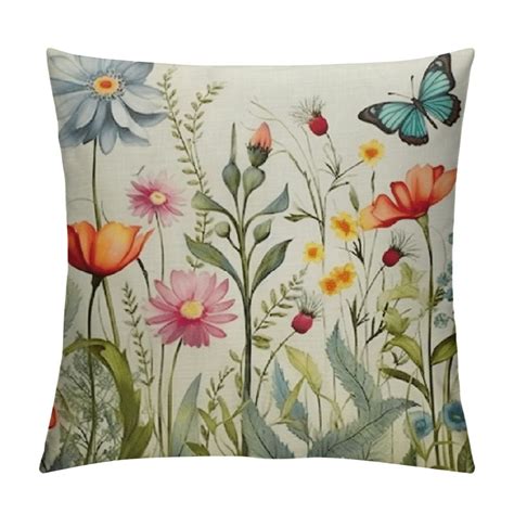 Nawypu Sage Green Spring Floral Pillow Covers Watercolor Leaf Flower