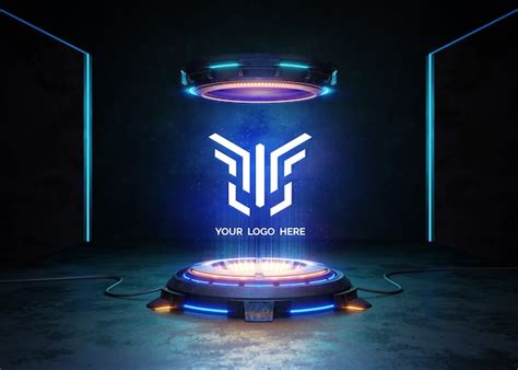 Premium Psd Futuristic Pedestal For Logo Mockup