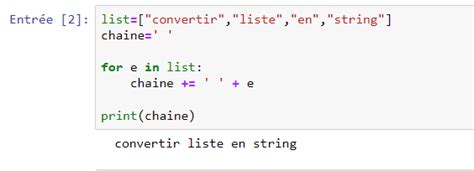 Python Transformer une liste en chaine de caractère String et