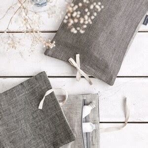 Grey Linen Lingerie Travel Bag With Zipper Pockets Laundry Bag For Clean And Dirty