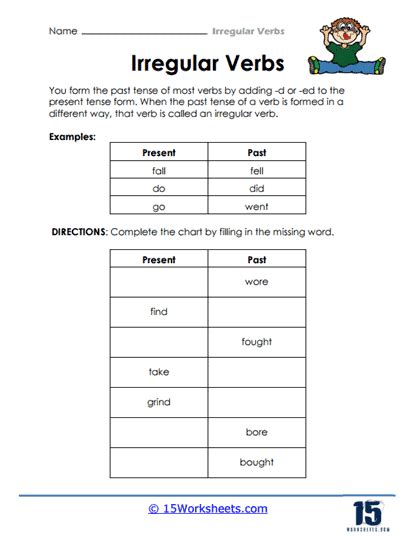 Irregular Verbs Worksheets 15 Worksheets Library