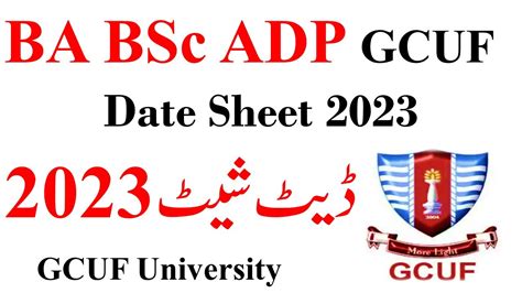 BA BSc ADP Annual 2023 Official Date Sheet GCUF ADP Exams 2023 Date