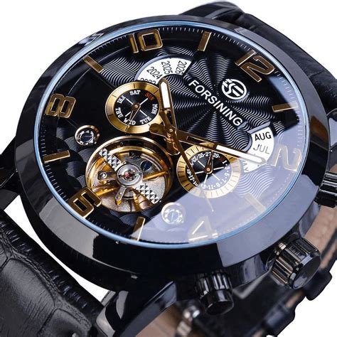 Forsining GMT373 Moda Hombres Reloj automático Semana Año Correa de