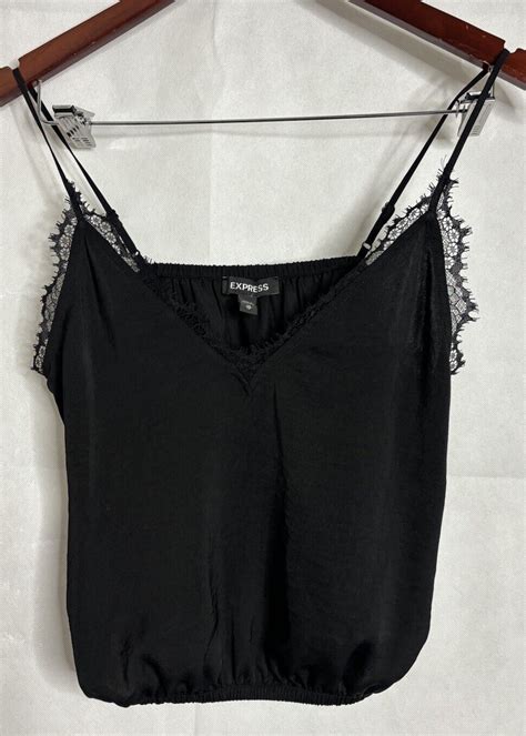 Express Camisole Womens Xs Black Lace Tank Top Crop Sexy Club Party Ebay