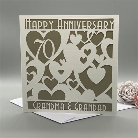 70th Wedding Anniversary Card Etsy Uk