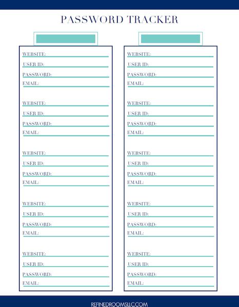 How To Organize Passwords Free Password Tracker Printable