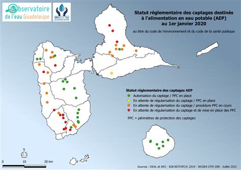 Statut réglementaire des captages destinés à l'AEP en Guadeloupe en