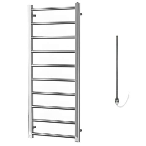 Alpine Modern Prefilled Electric Heated Towel Rail Chrome Round Tube