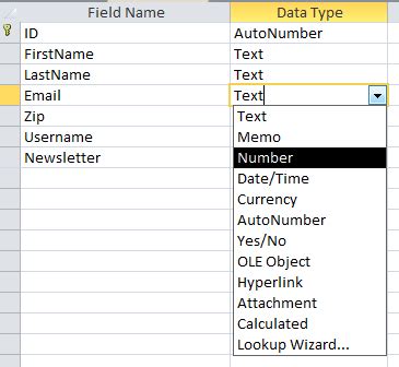 Introduction To Databases Data Types In Ms Access