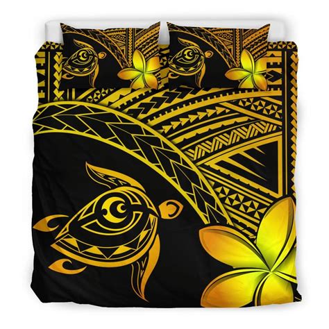 AIO Pride Hawaiian Turtle Kakau Plumeria Polynesian 3 Piece Duvet Cove