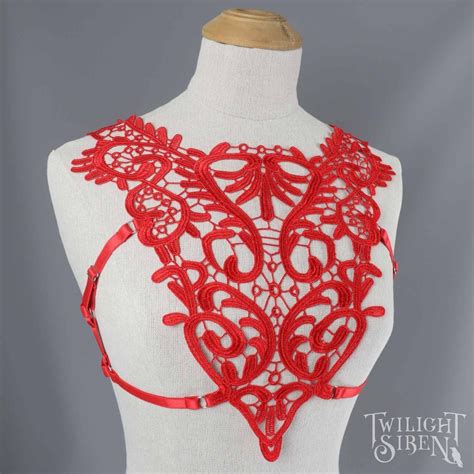 Lace Body Harness Red Lace Harness Bra Cage Lingerie Hella Etsy