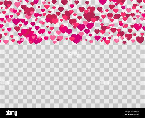 Hearts on a transparent background. Red and pink hearts falling from ...