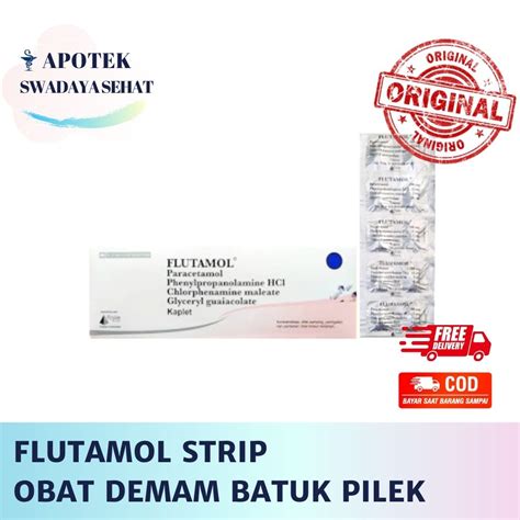 Jual FLUTAMOL STRIP Obat Demam Batuk Pilek Flu 10 Tablet Shopee Indonesia