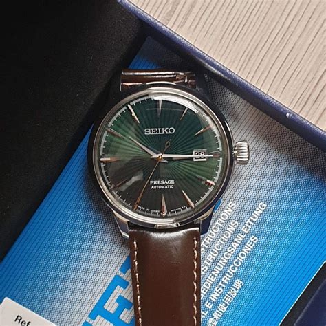 Seiko Presage Mockingbird Cocktail Green Dial With Brown Leather Watch