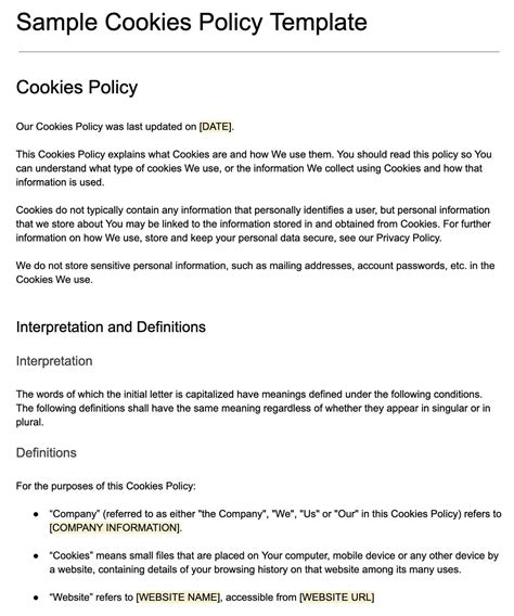 Sample Cookies Policy Template [Download] - TermsFeed