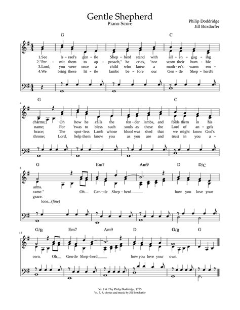 Gentle Shepherd Piano Score Sheet Music For Bass Voice Vocals Choral