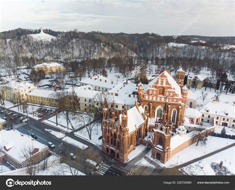 Beautiful Vilnius City Panorama In Winter With Snow Covered Houses