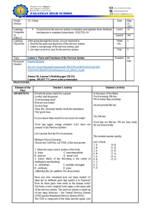 Grade 8 Science Lesson Plan