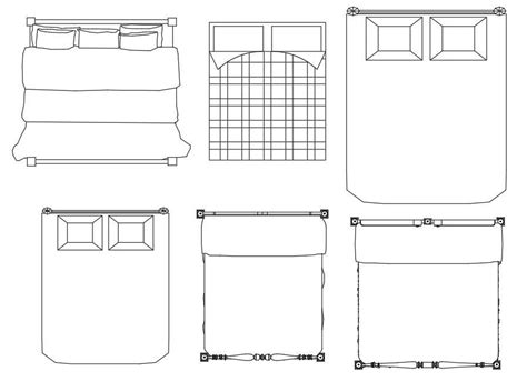 Double Bed Top View CAD Blocks Drawing DWG File - Cadbull