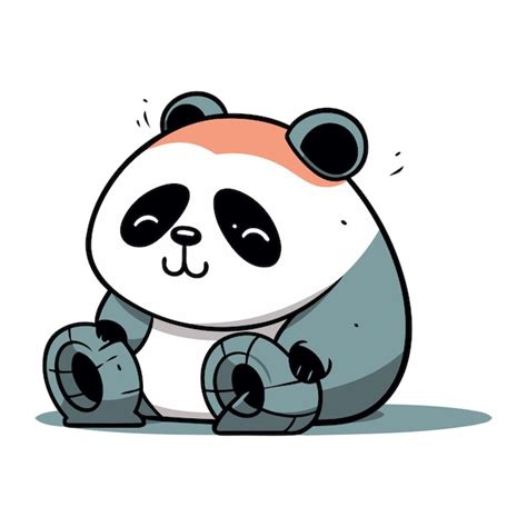 Lindo panda de dibujos animados sentado en el suelo ilustración