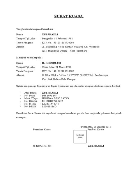 Detail Surat Kuasa Pajak Koleksi Nomer