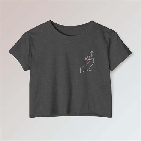 Fingers Up Lesbian Flag Pocket Pride Crop Tee Lesbian Crop Top LGBTQ Sapphic Parade Apparel