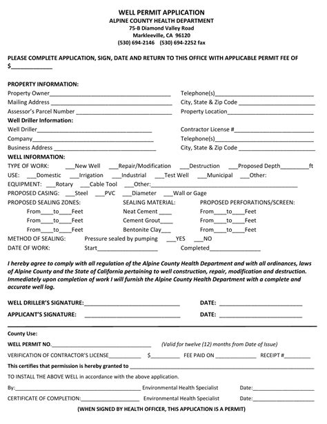 Apline County California Well Permit Application Fill Out Sign