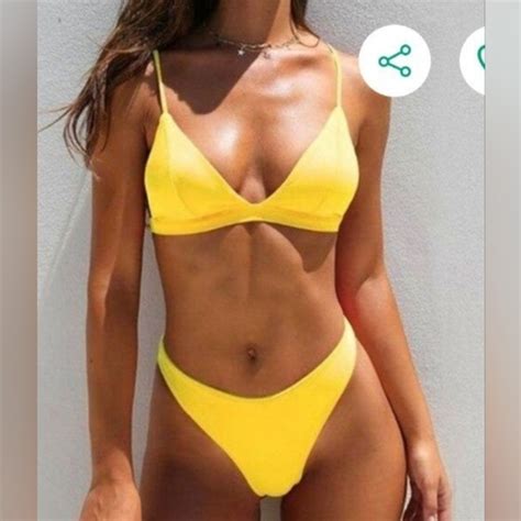 None Swim Yellow Triangle Bikini Set Poshmark