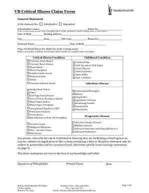 Fillable Online Claim Forms And Instructions Group Critical Illness Fax