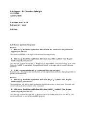 Lab Report Le Chateliers Principle Lab Report Le Chateliers