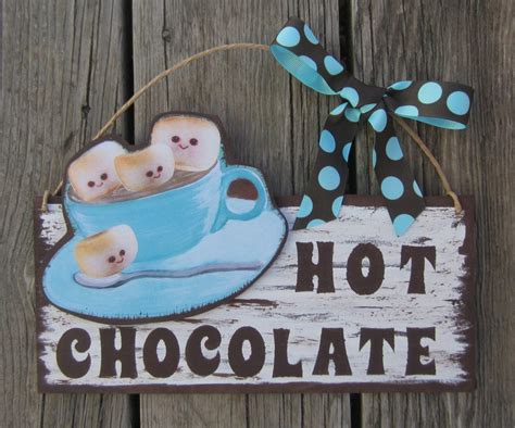 Hot Chocolate And Marshmallow Sign Vintage Faces By Birchturtledove