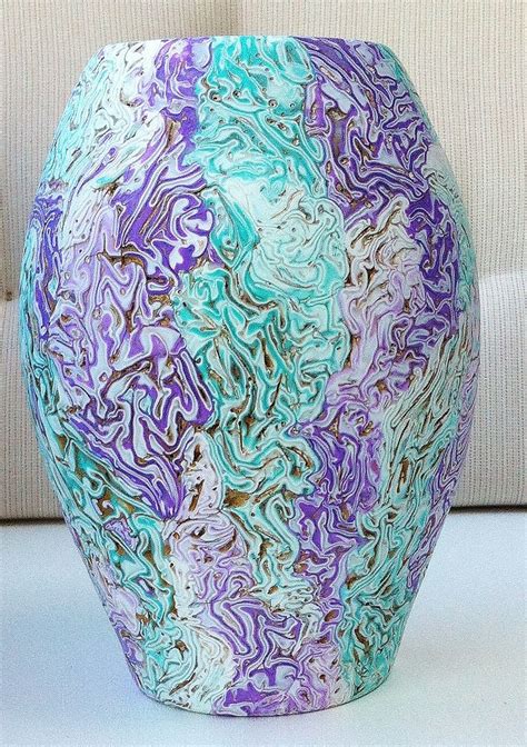 A Vase Decorated With Polymer Clay Polymer Clay Art Polymer Clay Crafts Polymer Clay Projects