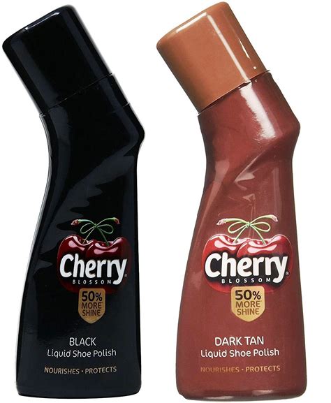 Cherry Blossom Liquid Shoe Polish Black Shine Dark Tan Shine 75 Ml