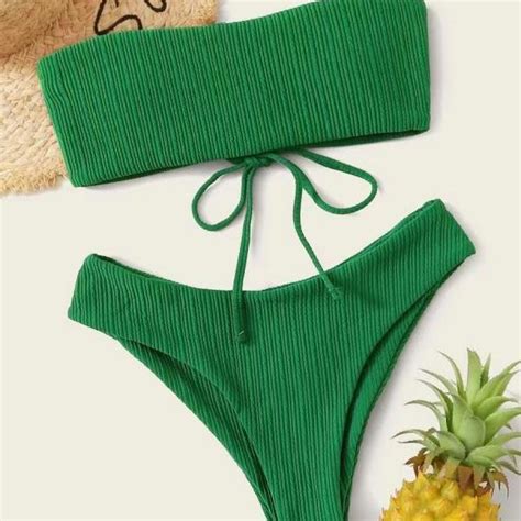 Two Piece Bikini Sexy Solid Color Lace Up Swimsuit On Luulla