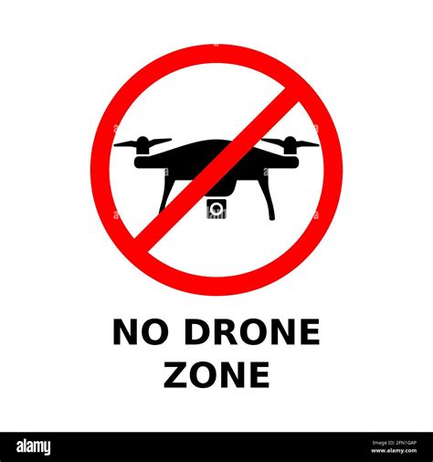 No drone zone sign. Flying drones prohibition symbol with text. No fly ...