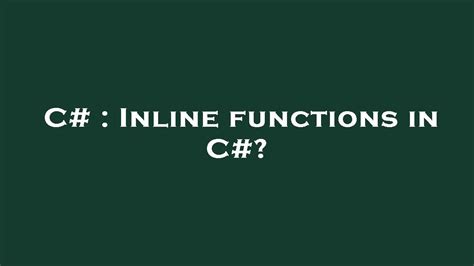 C Inline Functions In C Youtube