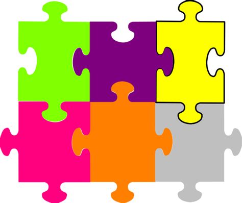 Jigsaw Puzzle 6 Pieces Clip Art at Clker.com - vector clip art online ...